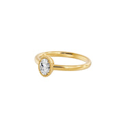 Bague de fiançailles diamant naturel ovale 0,50 Carat serti perlé Alba